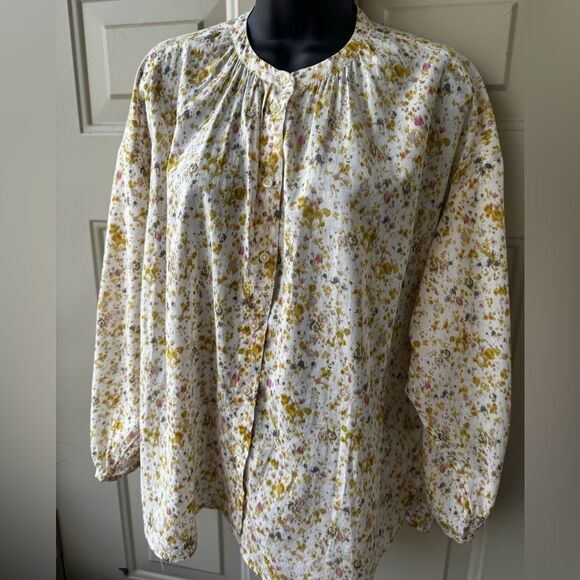 J.Crew Cotton-voile button-front top in soft posies Sz S - Picture 3 of 13
